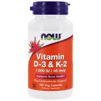NOW Vitamin D-3 & K-2 120 Caps